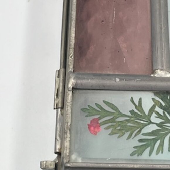 Burnes Of Boston Leaded Glass Box With Dried‎ Flowers Pink - Picture 6 of 12